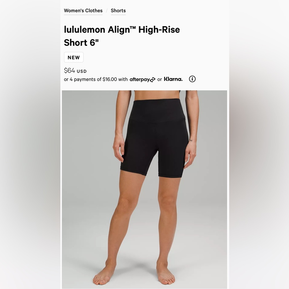 Lululemon align high rise shorts 6”